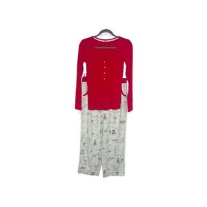 VICTORIA’S SECRET Red & White Cozy Holiday Pajama Set M